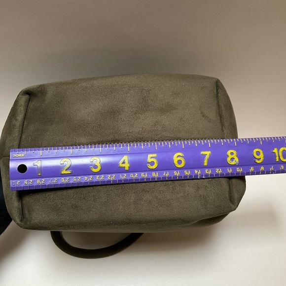 Elegant Olive Green Faux Suede Handbag Small Tote Bag Fashion Design Crossbody - Picture 7 of 13